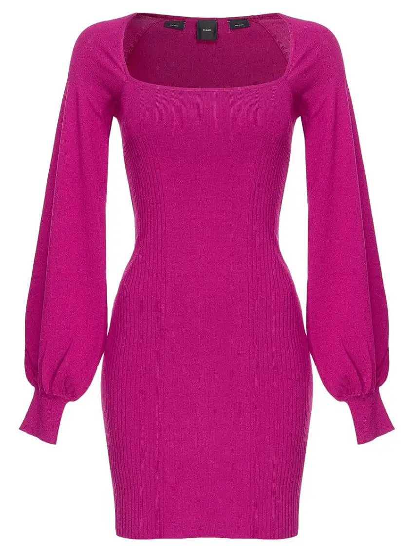 Abito in Maglia Aderente con Scollo Quadrato - Logo Love Birds