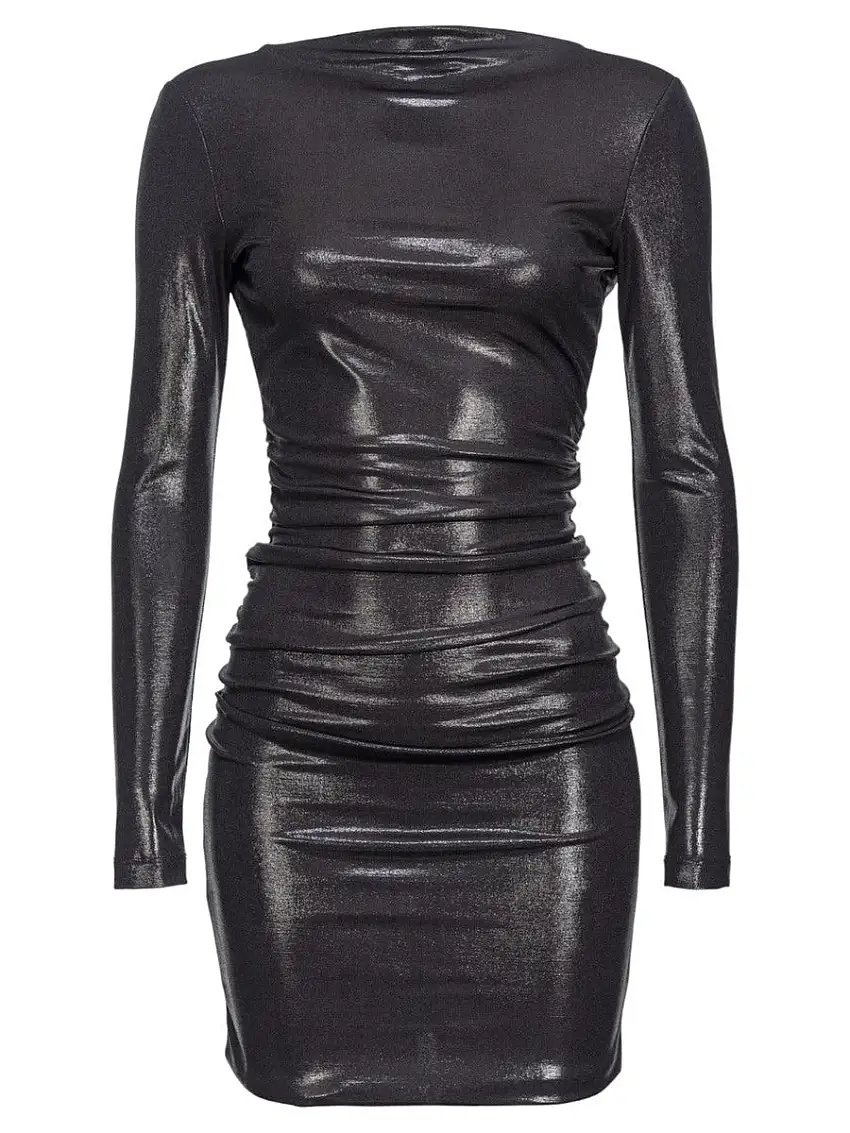 Vulcaia Abito Mini in Jersey Laminato - Glamour e Seducente con Schiena Scoperta