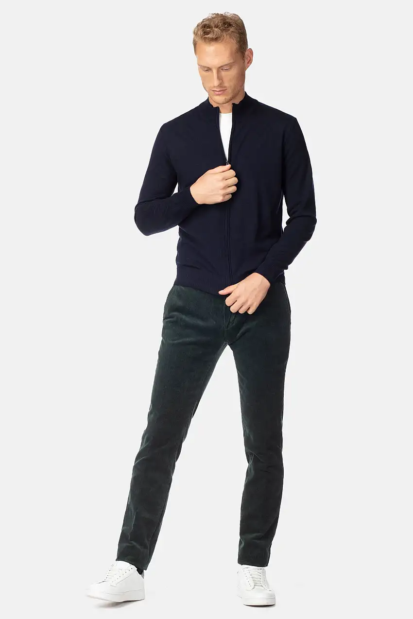 Bomber in lana con zip - BLU