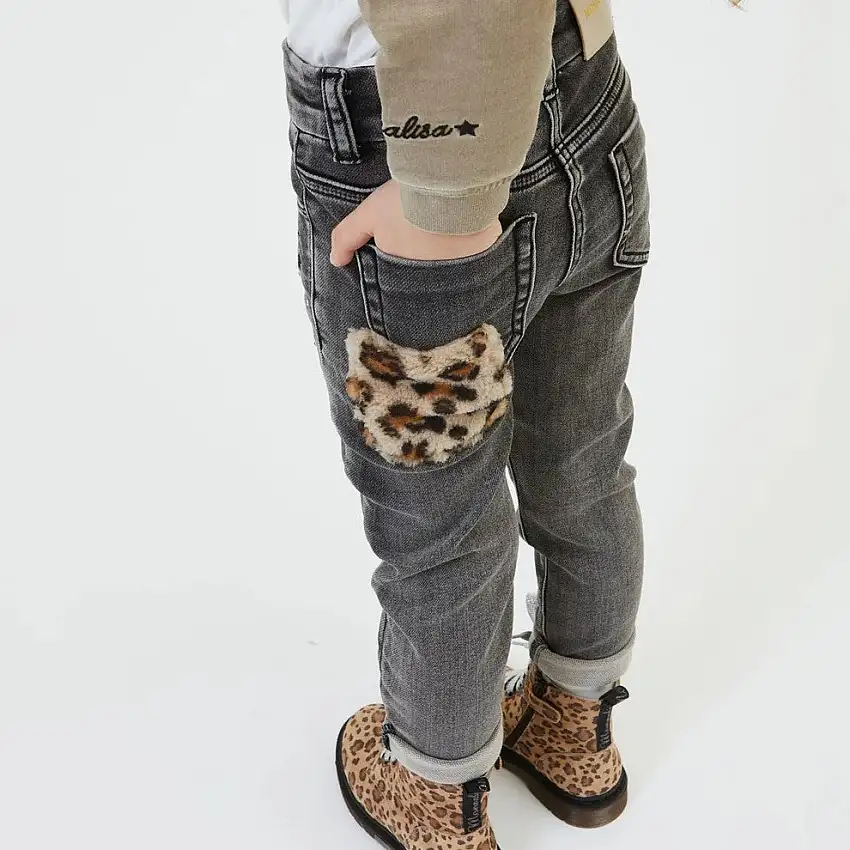 Jeans bimba denim black con star Monnalisa