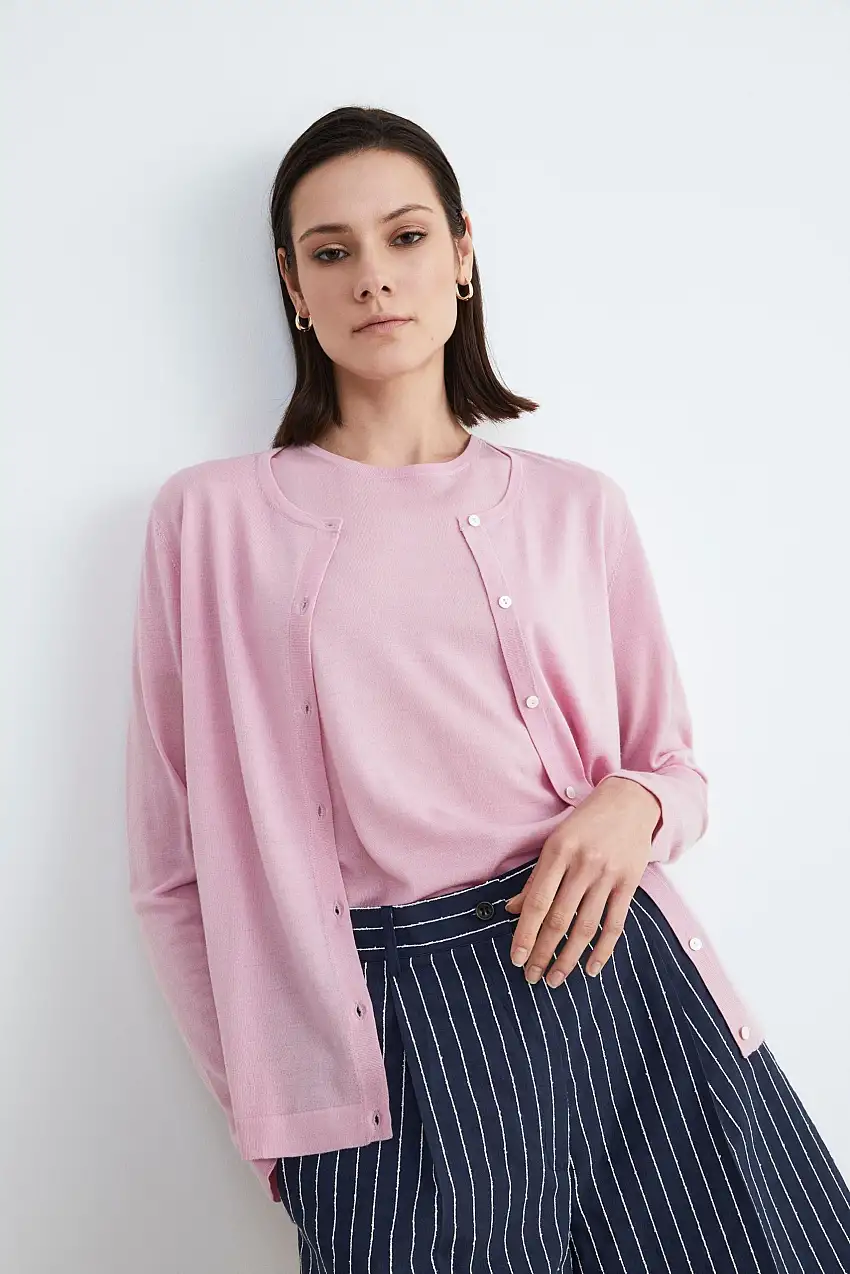 Twin-set da donna in lana - ROSA ANTICO