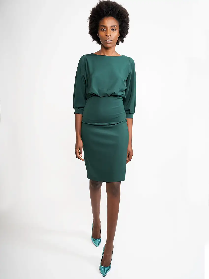 Abito in Neoprene Fluido Verde