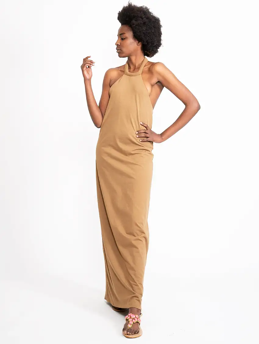 Abito con Scollo all'Americana Khaki