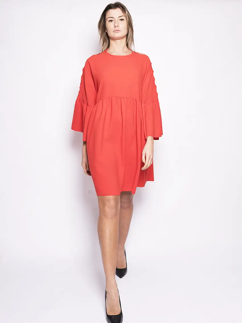 Abito in Crepe Minuzioso Rosso