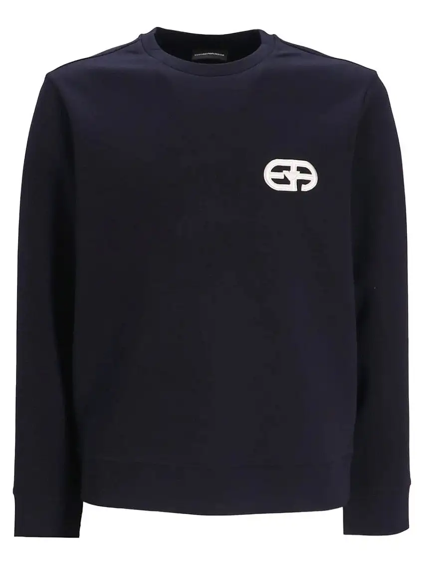 Felpa in Cotone Misto con Logo Emporio ArmaniFelpa Uomo Emporio Armani in Cotone Misto con Logo sul Petto