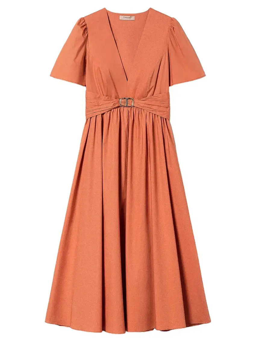 Abito Longuette Popeline con Dettaglio Oval T - Stile Quotidiano e Femminilità