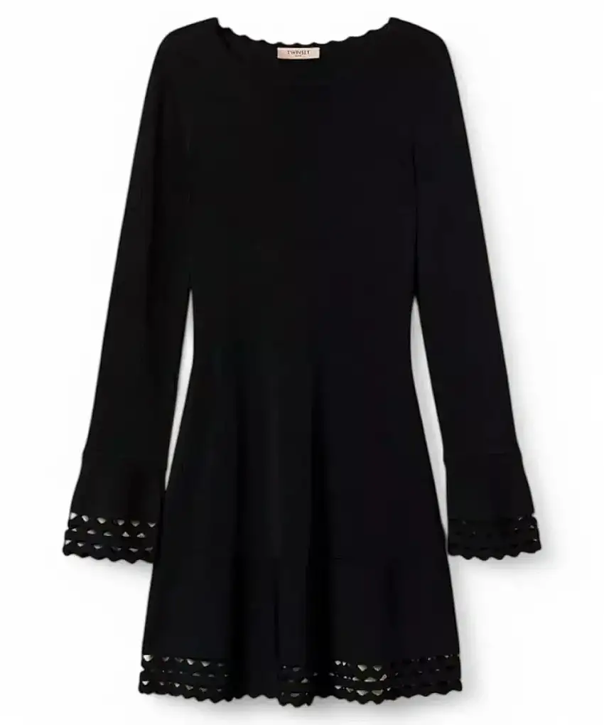 Abito Corto Twinset in Maglia con Motivo Geometrico à Jour – Eleganza Moderna