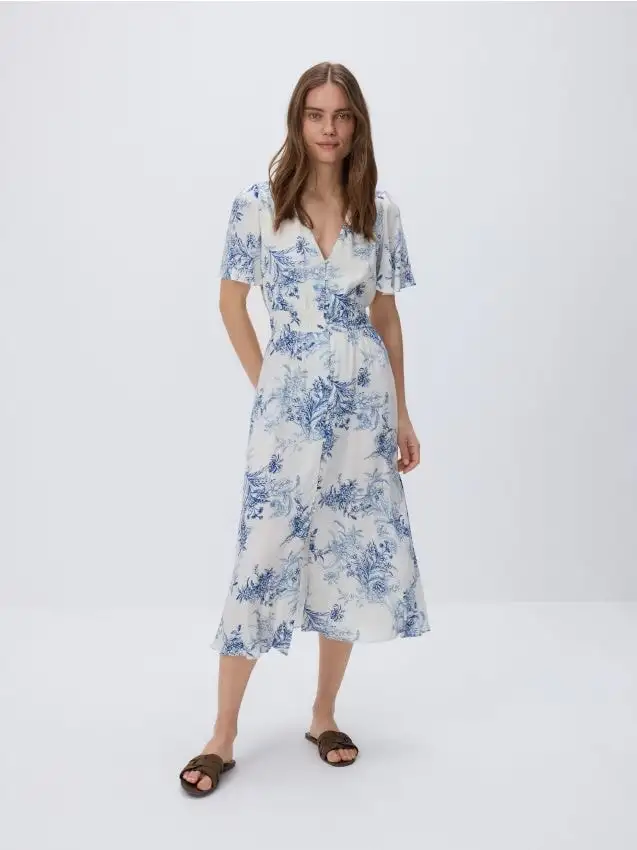 Vestito midi stampa floreale Colore blu