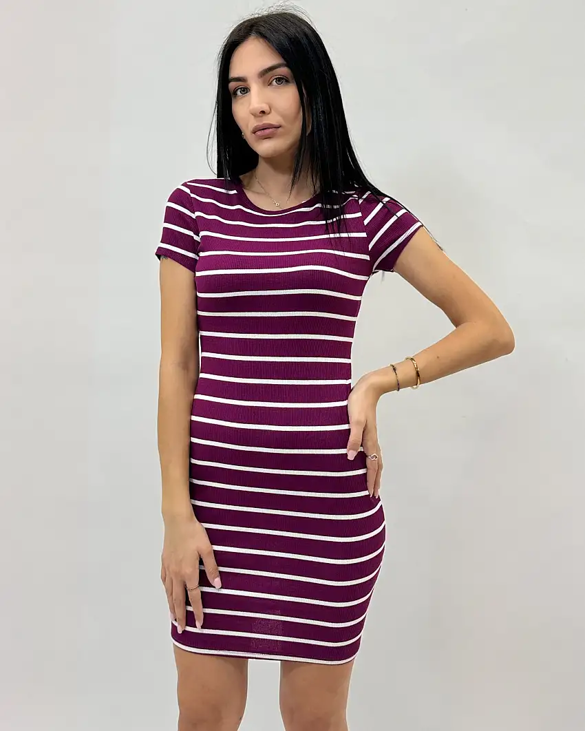 Abito a righe mezze maniche costine