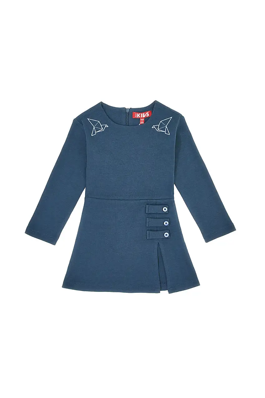 Abito blu con ricamo origami Pitt Kids PT-KD-8016