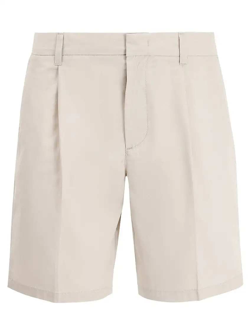 Bermuda Chino Uomo in Twill di Cotone con Pinces e Piega | Stile Contemporaneo