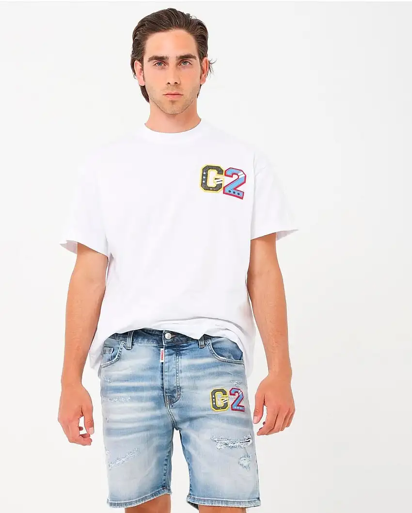 Bermuda G2Firenze "Rainbow" in denim uomo