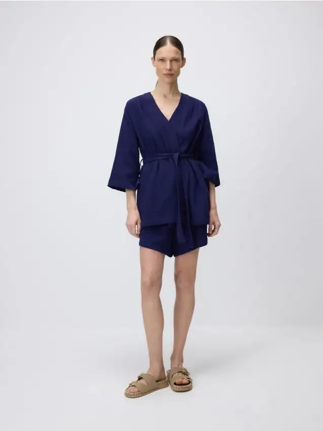 Pantaloncini in mussola Colore blu scuro