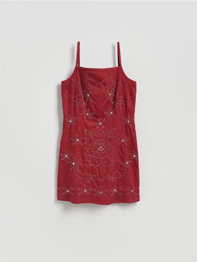 Vestito mini con perline Colore rosso piccante