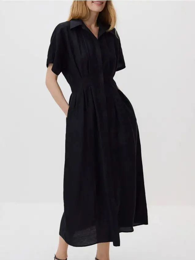 Abito camicia in lino Colore nero