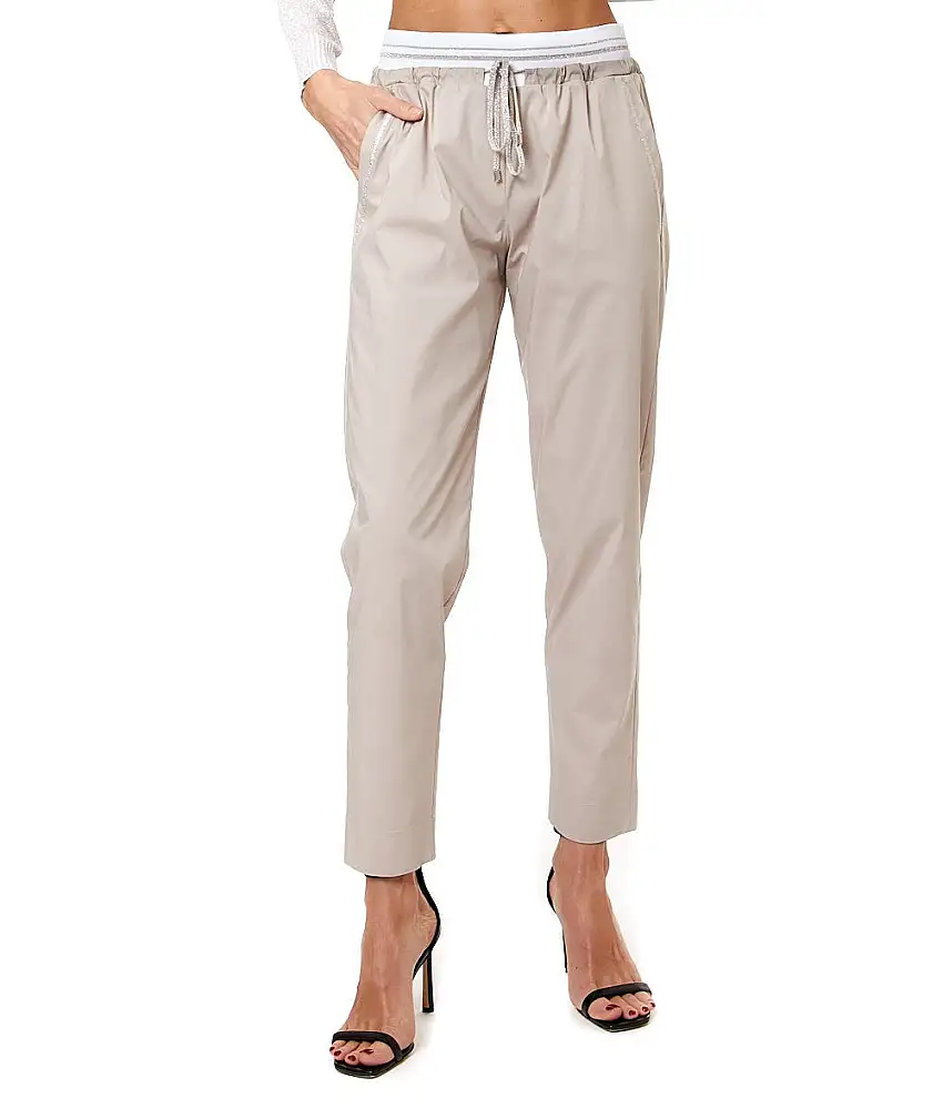 D.EXTERIOR POPLIN JOGGING PANTS 58589 BEIGE