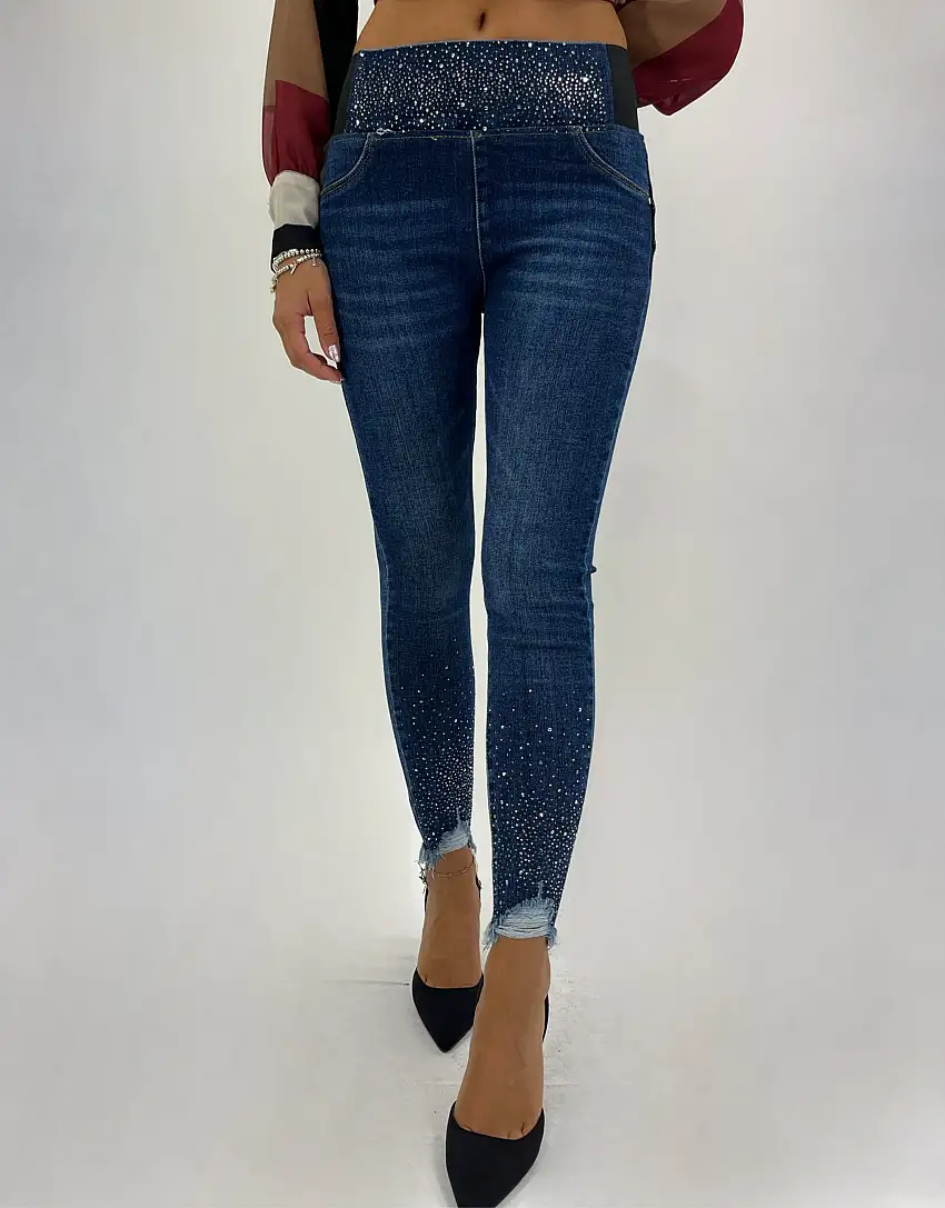 Pantaloni jeggings con strass ADORO