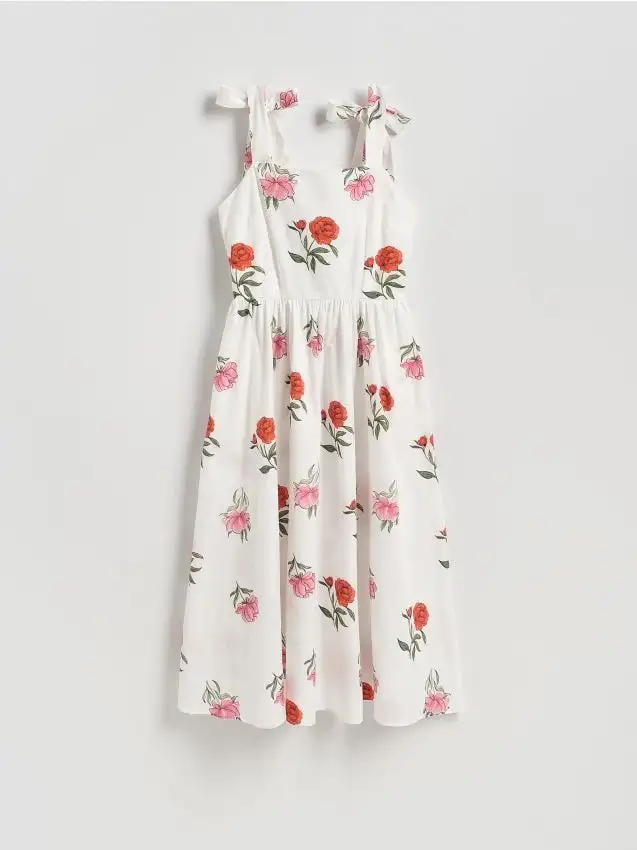 Vestito midi stampa floreale Colore panna