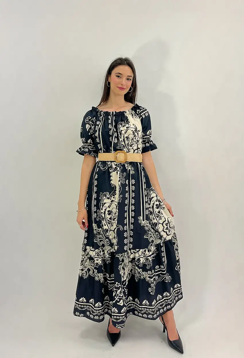 Abito lungo premium con stampa bendana