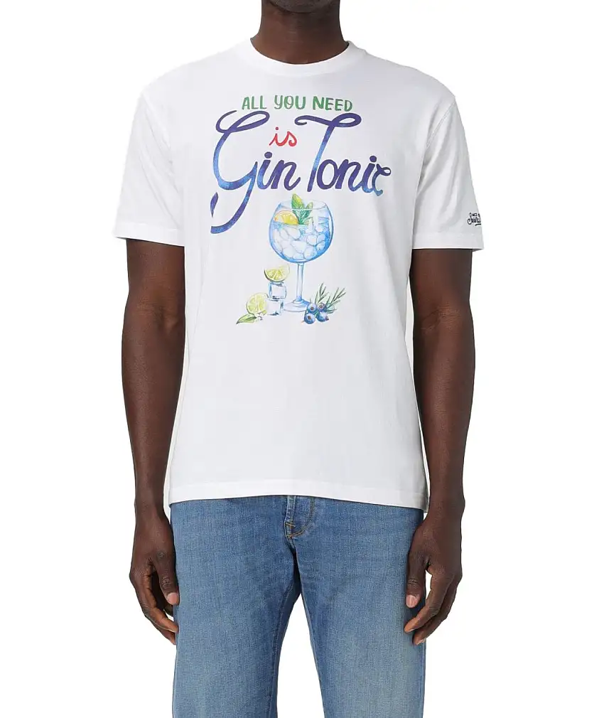 MC2 SAINT BARTH T-SHIRT ALL WE NEED IS GIN TONIC TSHM001 WHITE