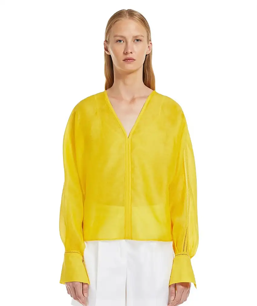 MAX MARA STUDIO YELLOW LACE AND GAUZE BLOUSE