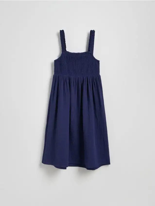 Abito in mussola con spalline Colore blu scuro