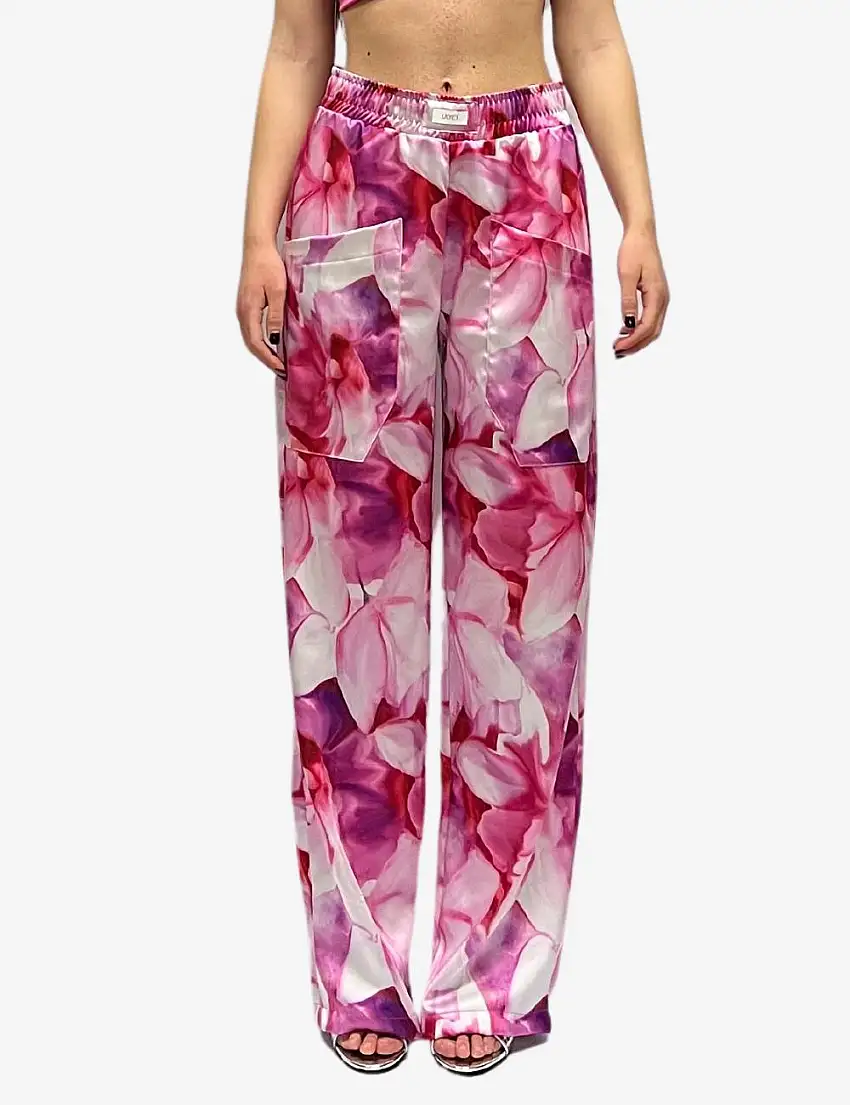 Pantalone Jaycì in raso con stampa donna