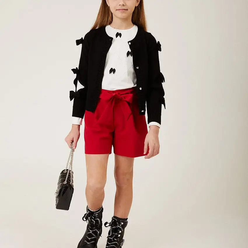 Cardigan con fiocchi applicati Monnalisa