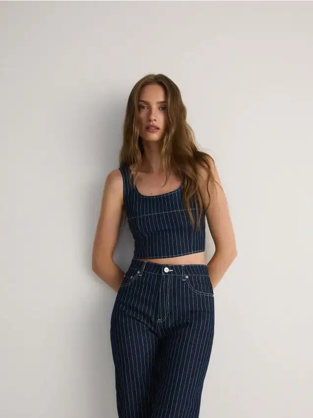 Top a righe Colore blu scuro