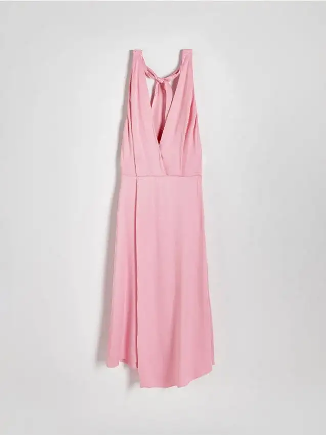 Abito asimmetrico con schiena scoperta Colore orchidea