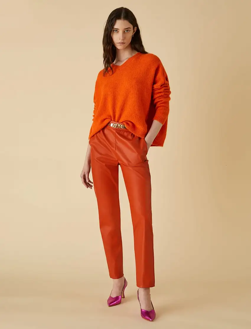 Pantaloni da donna di colore aragosta