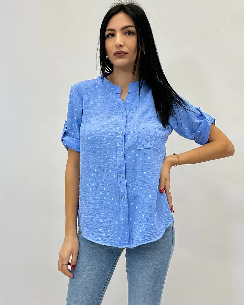 Camicia leggera con scollo alla coreana