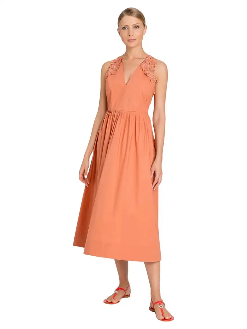 Abito Longuette in Popeline e Macramè - Eleganza e Comfort