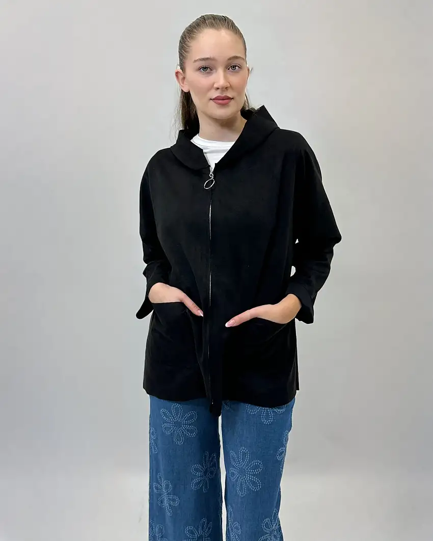 Giacca in suede con cappuccio