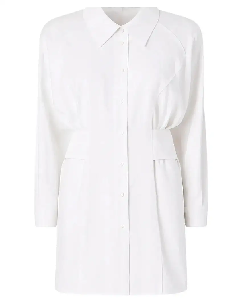 Abito corto a camicia in habotai e cotone