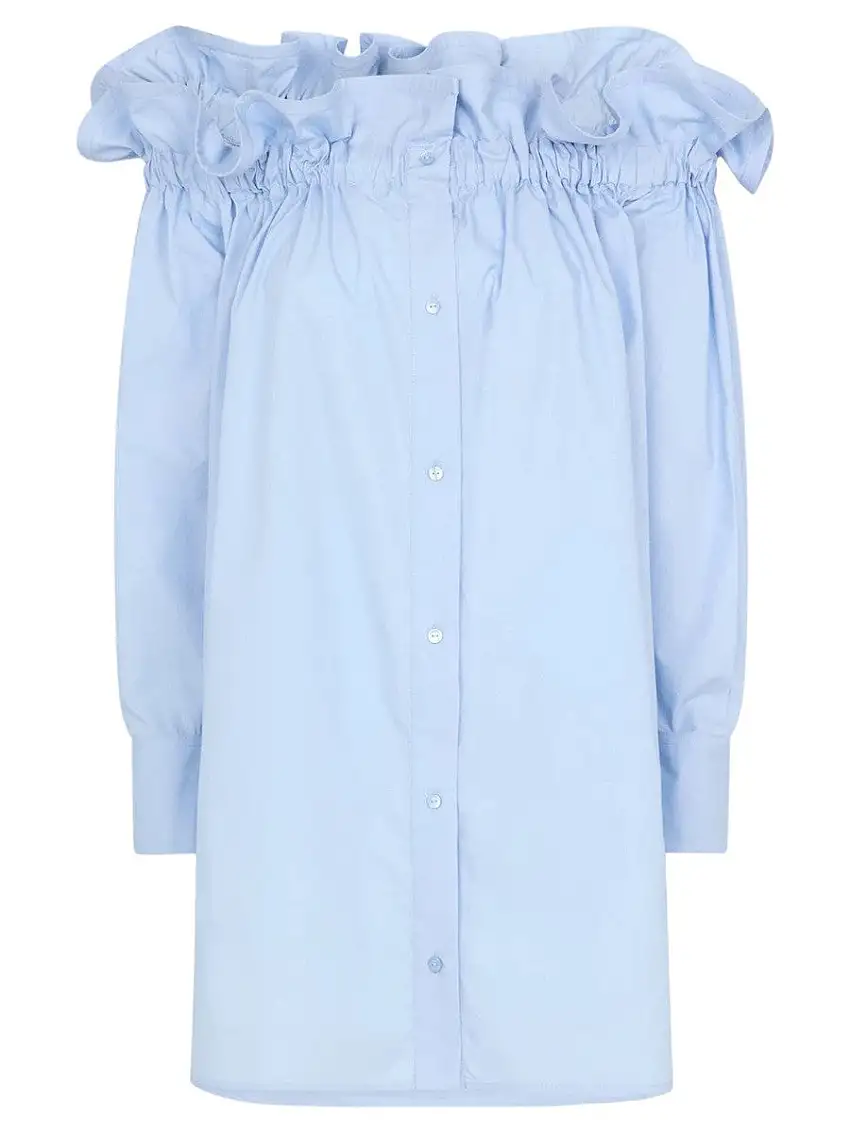 Abito Dondup Popeline Azzurrino - Eleganza Estiva con Spalle Scoperte