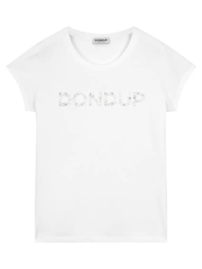 T-shirt con Perline e Logo - Lusso Discreto in 100% Cotone