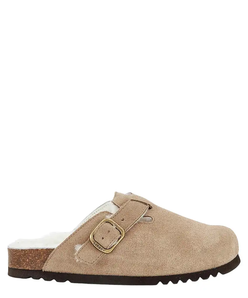 Zoccoli Dark Beige Fae New F in Pelle Scamosciata con Tecnologia Softstep