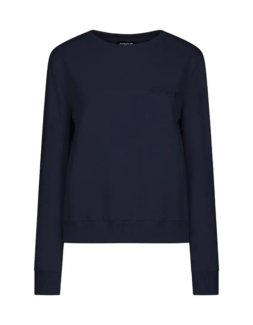 Felpa Girocollo Nero Dondup con Logo Ricamato