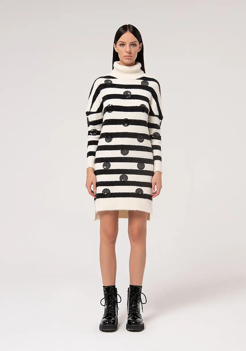 Abito regular mini in maglia a righe