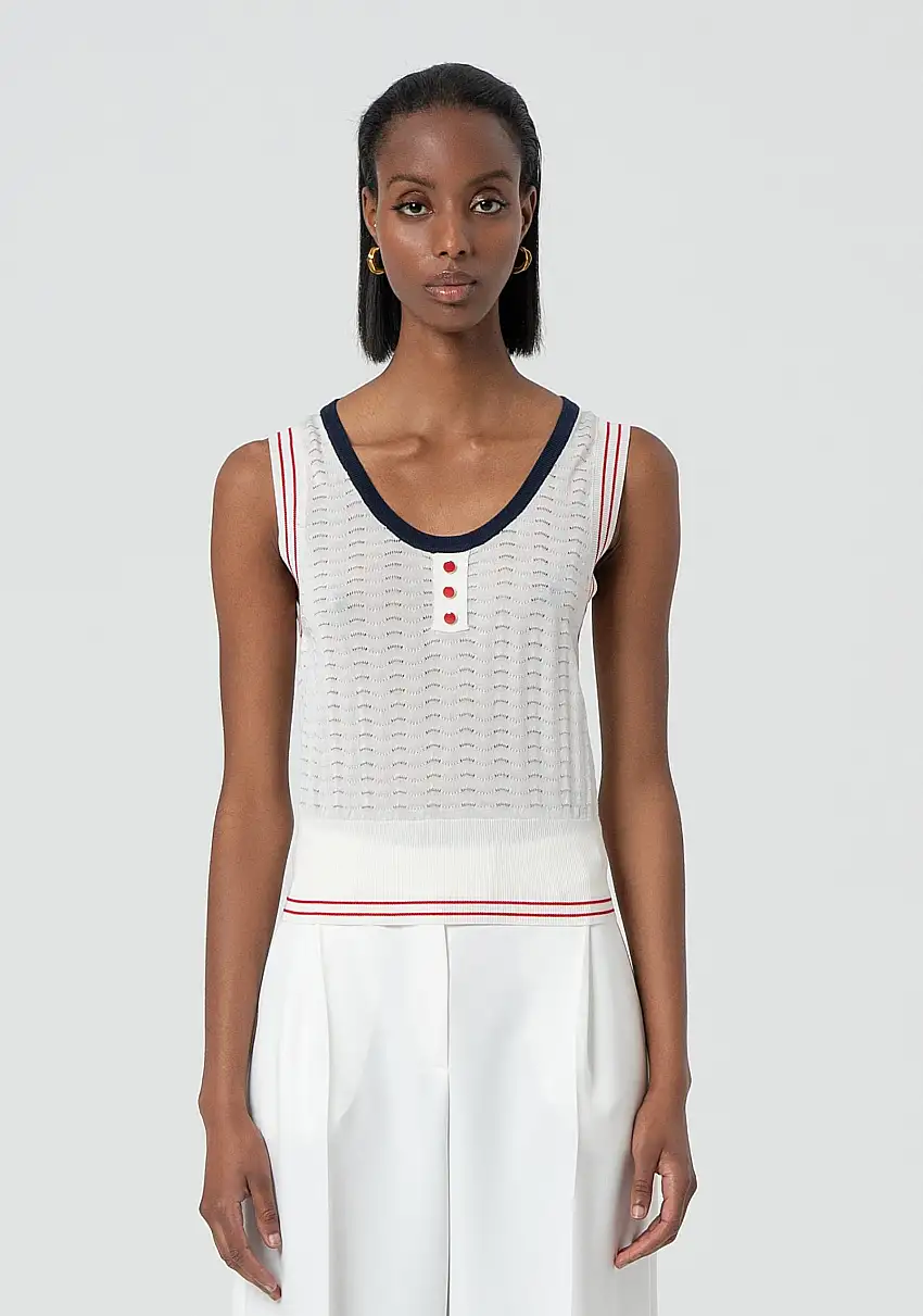 Top senza maniche in maglia con seta