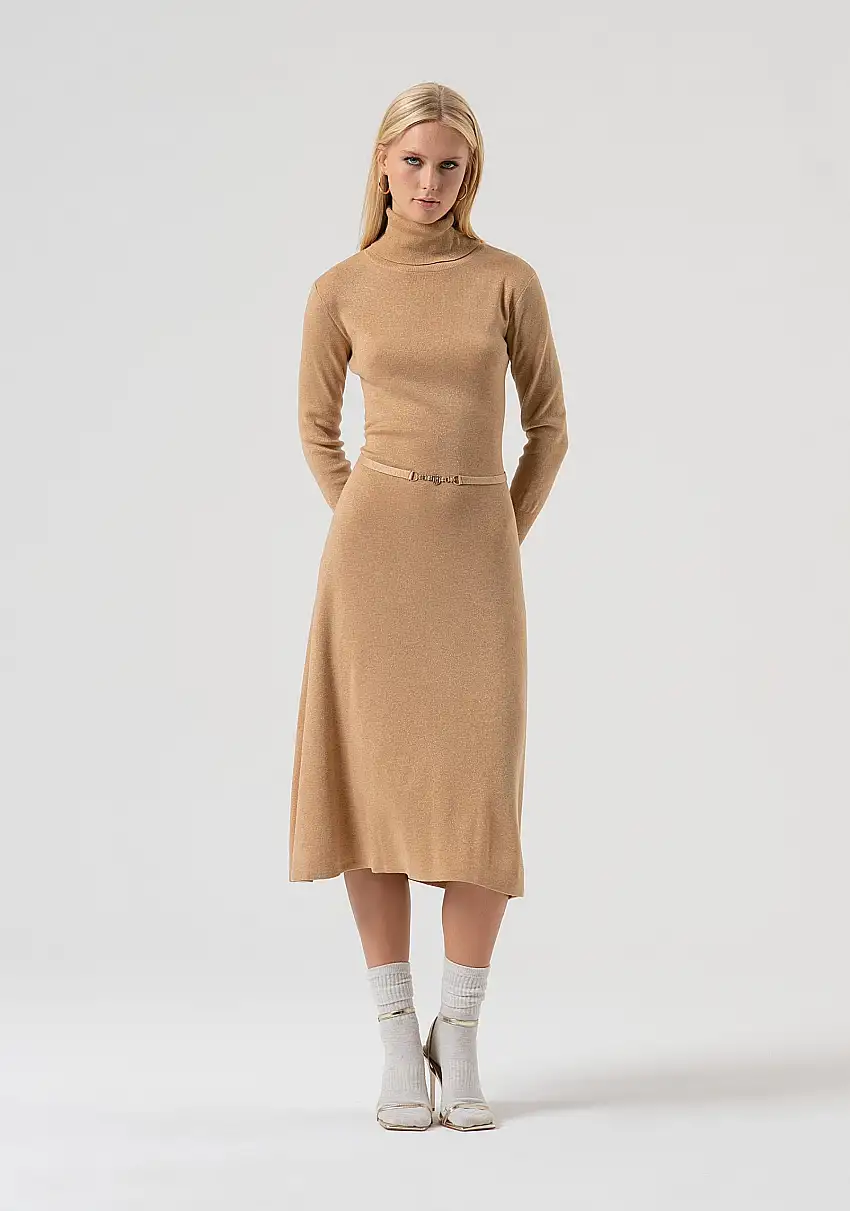 Abito flare midi in maglia con lana e lurex