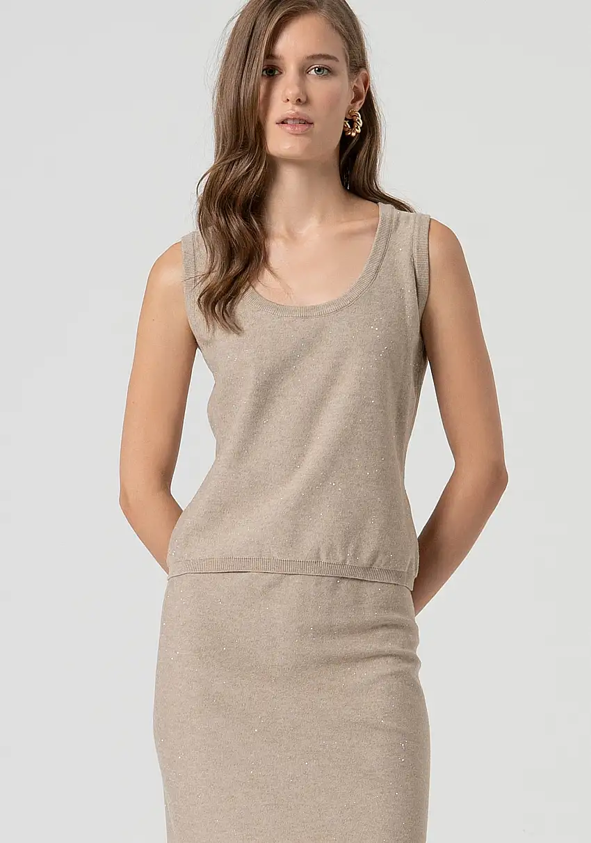 Top regular senza maniche in maglia