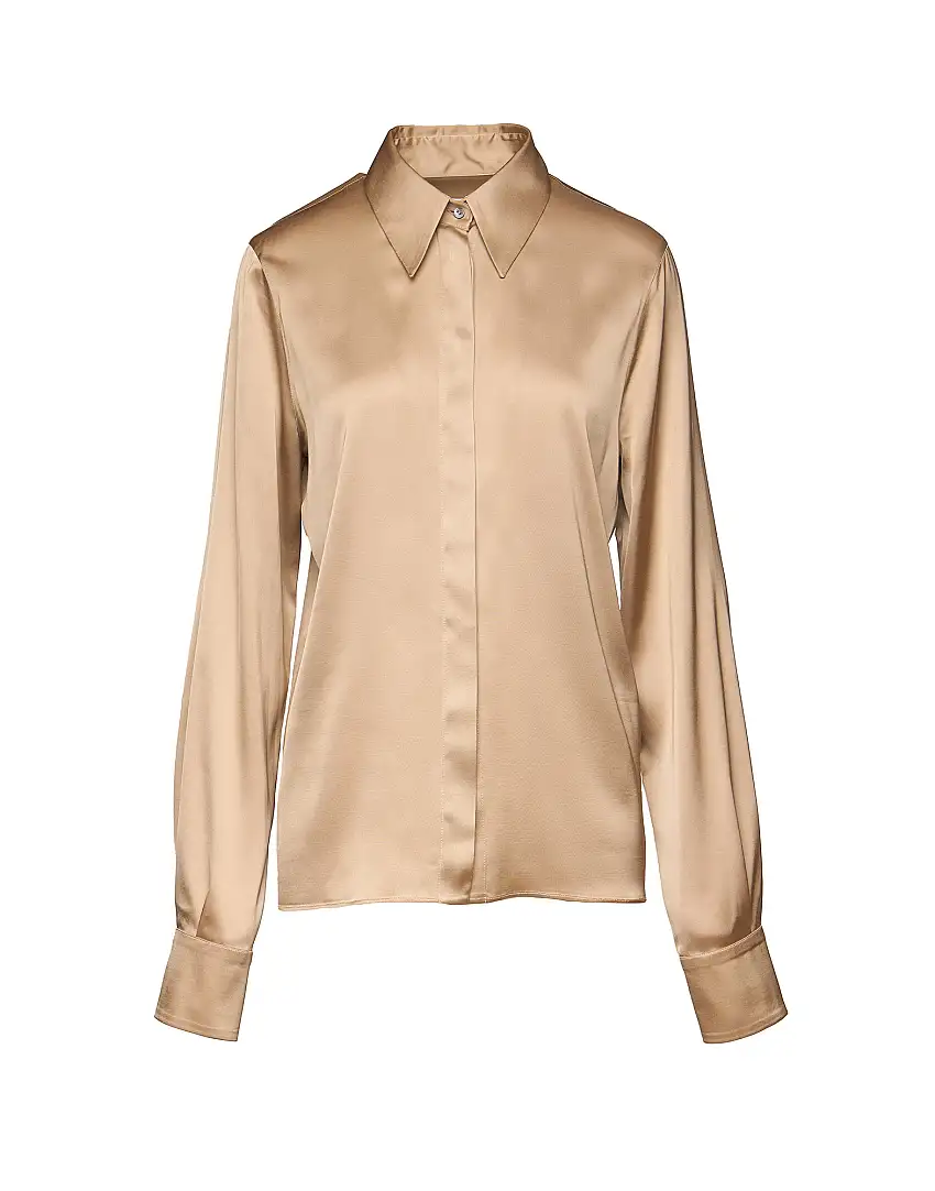 DOUUOD Camicia a Uomo in Raso Stretch Oro