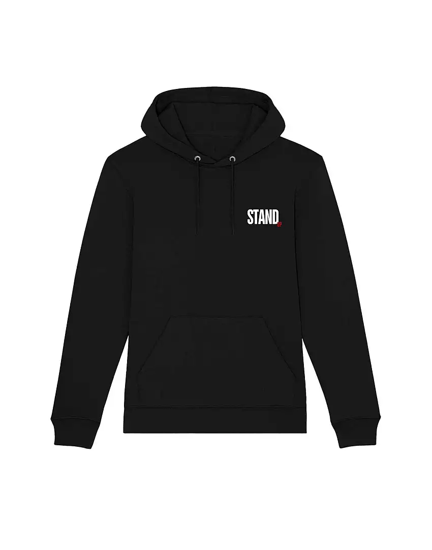 STAND UP Felpa con Cappuccio Black con Stampa