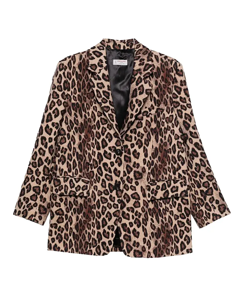 ALBERTO BIANI Giacca in Lana Diagonale Leopardata