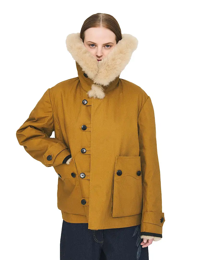 ANTIK BATIK Giacca Ragar in Canvas con Collo in Shearling