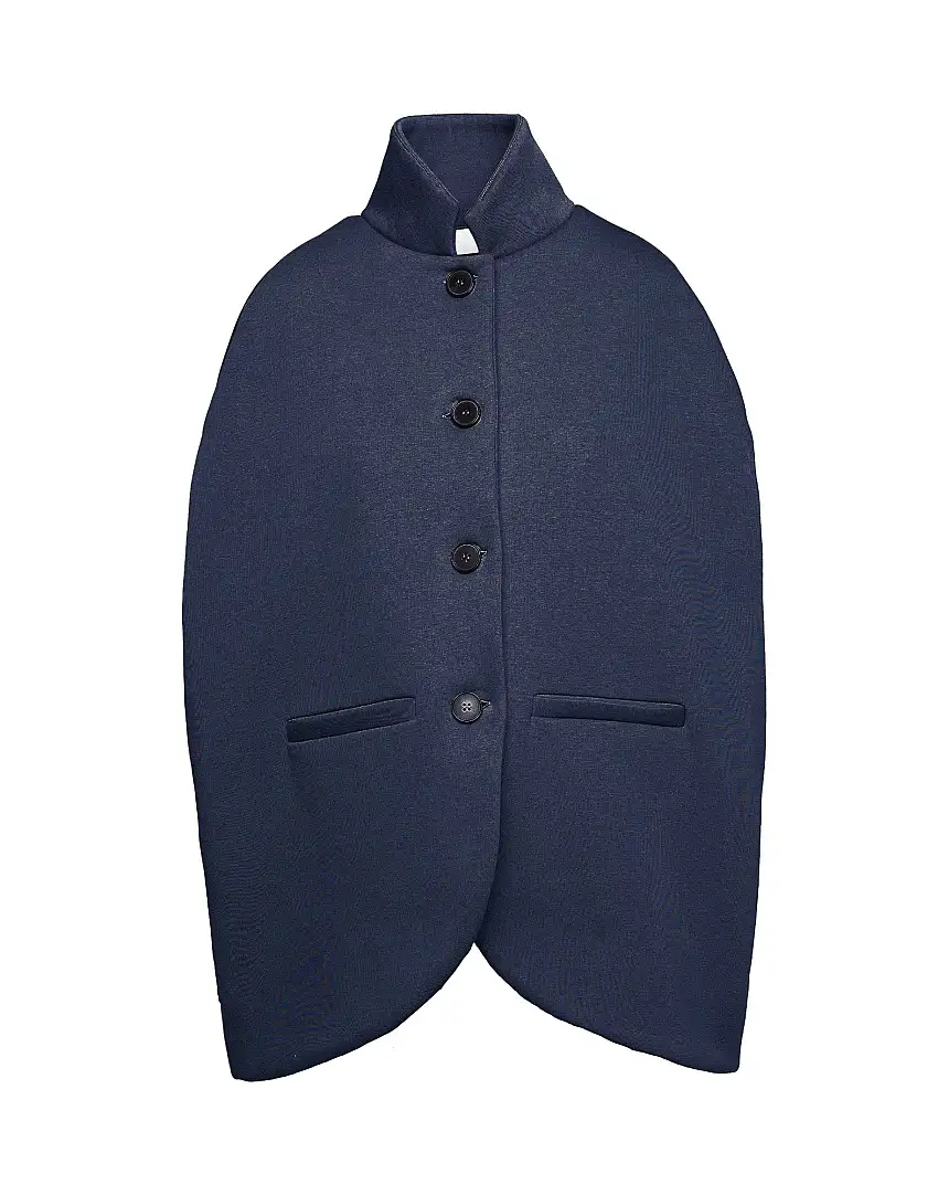 DOUUOD Cappa in Felpa Soft con Chiusura a Bottoni Blu