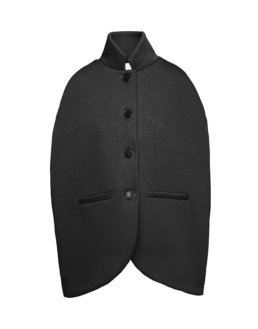 DOUUOD Cappa in Felpa Soft con Chiusura a Bottoni Nera