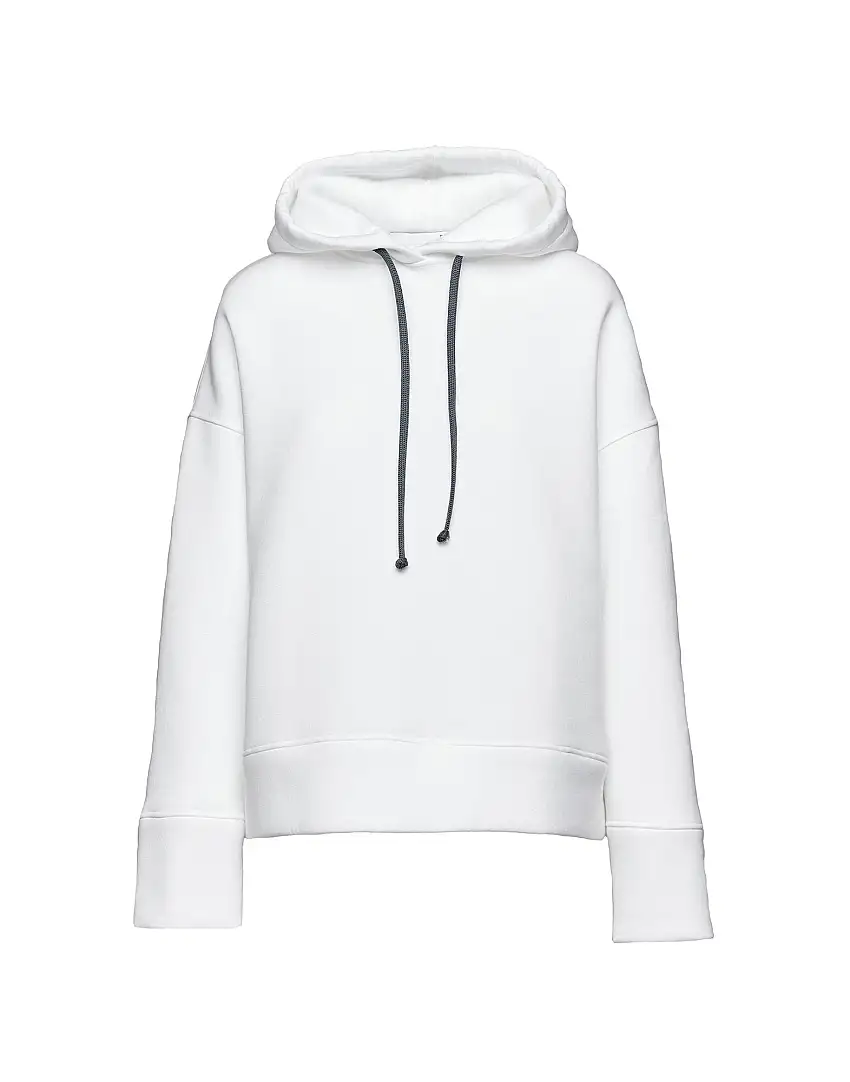 DOUUOD Felpa con Cappuccio in Cotone con Logo sulla Manica Panna